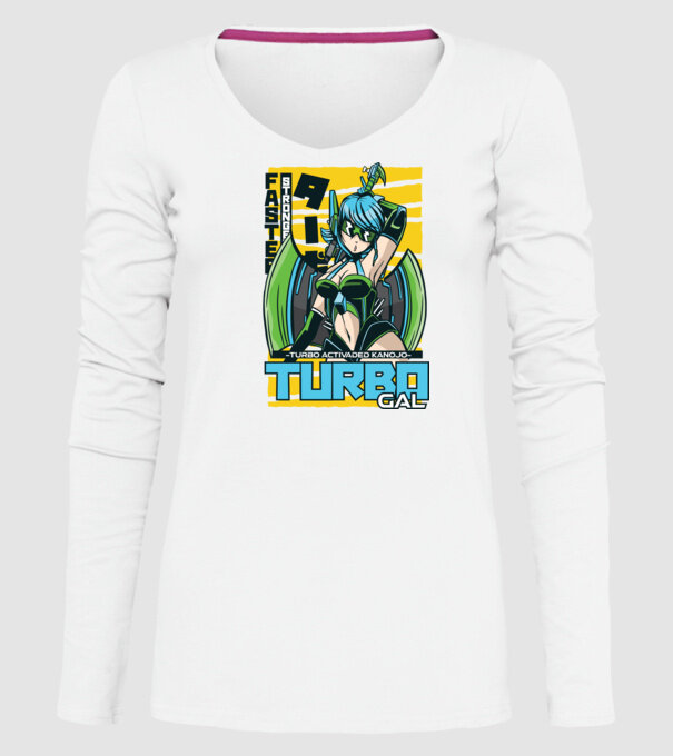 Turbo Gal Anime model alb pe tricou