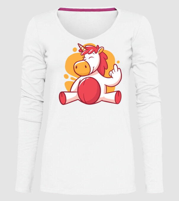 Unicorn arată degetul model alb pe tricou