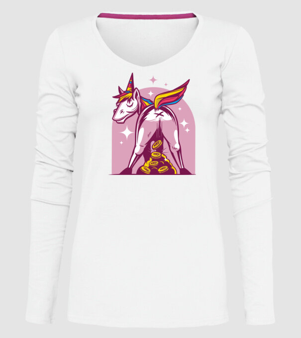 Unicorn Bitcoin model alb pe tricou