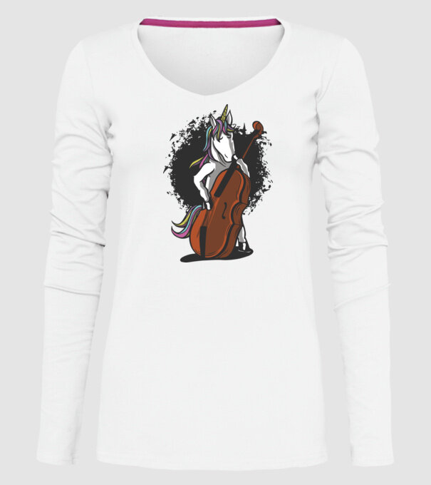 Unicorn cu violoncel model alb pe tricou