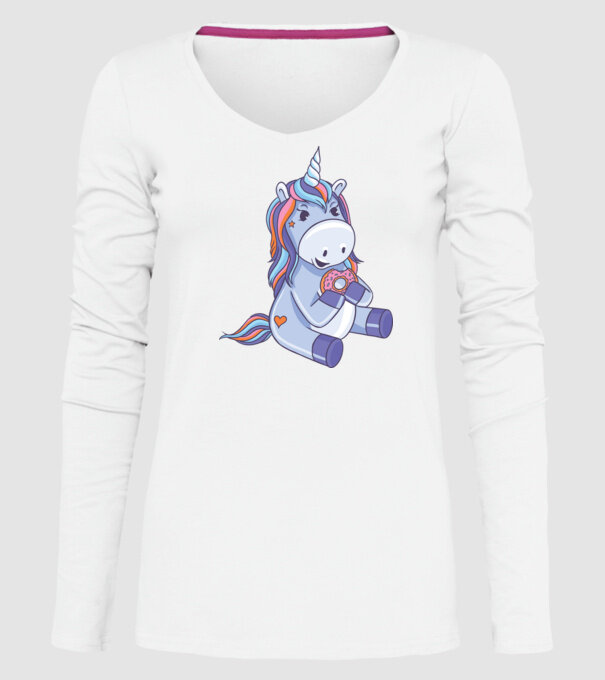 Unicorn cu gogoașă model alb pe tricou