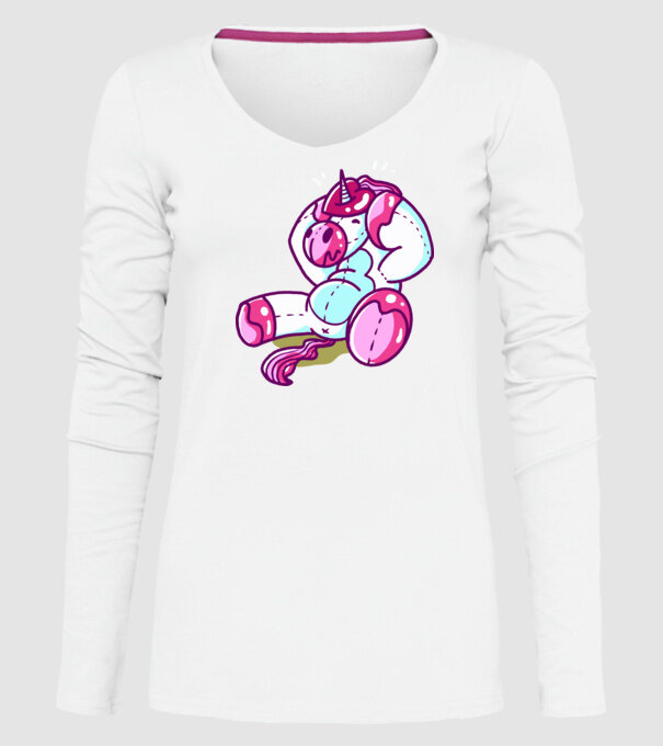 Unicorn cu inimă încornorată model alb pe tricou