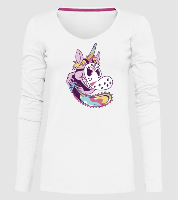 Unicorn Mască Jason Halloween model alb pe tricou
