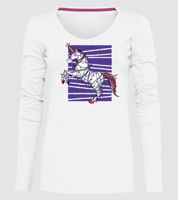 Unicorn pom de Crăciun model alb pe tricou