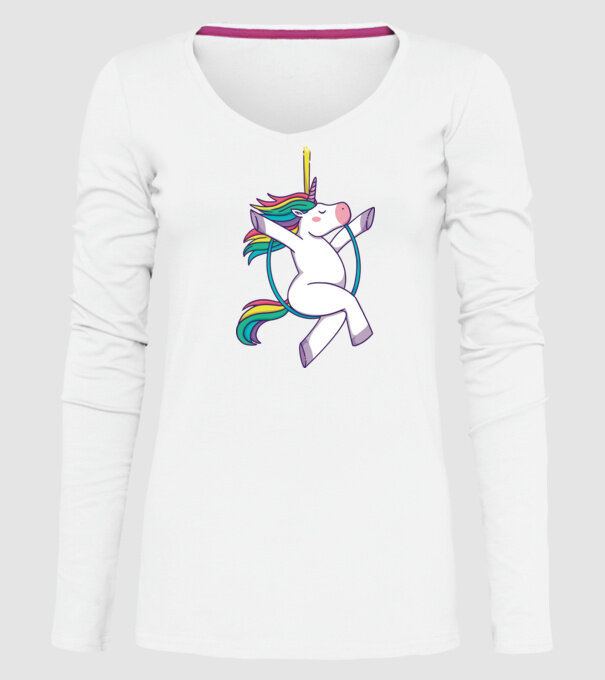 Unicorn pe cerc model alb pe tricou
