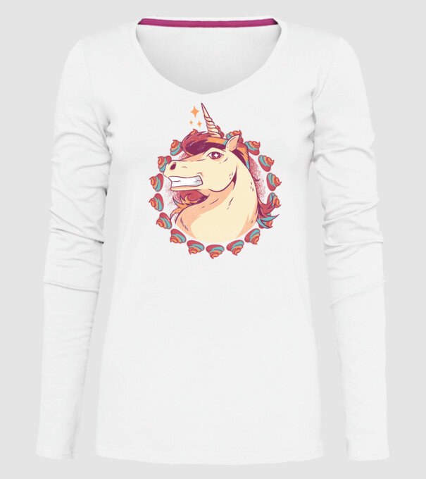 Unicorn Mullet model alb pe tricou