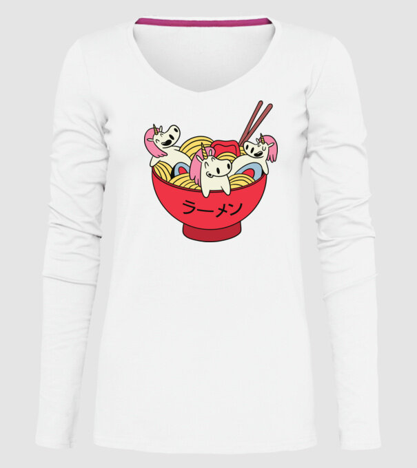 Unicorn Ramen model alb pe tricou