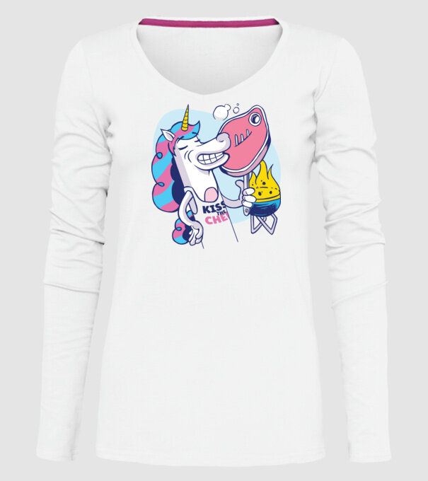 Unicorn Steak BBQ model alb pe tricou