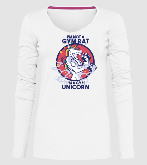Unicorn antrenament cu haltere model alb pe tricou