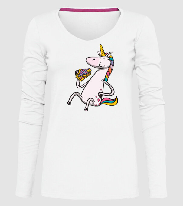 Unicorn cu prăjitură model alb pe tricou