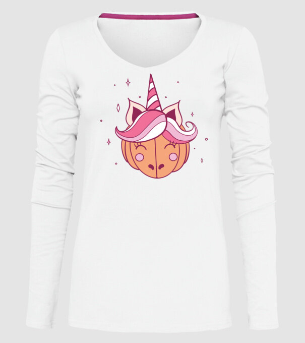 Unicorn Dovleac model alb pe tricou
