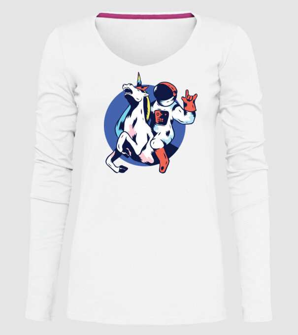 Unicorn Astronaut model alb pe tricou