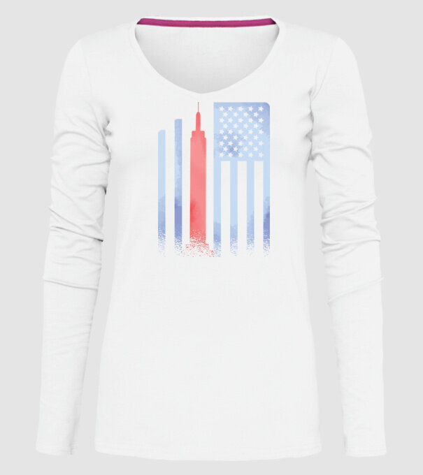 Usa Empire State Building model alb pe tricou