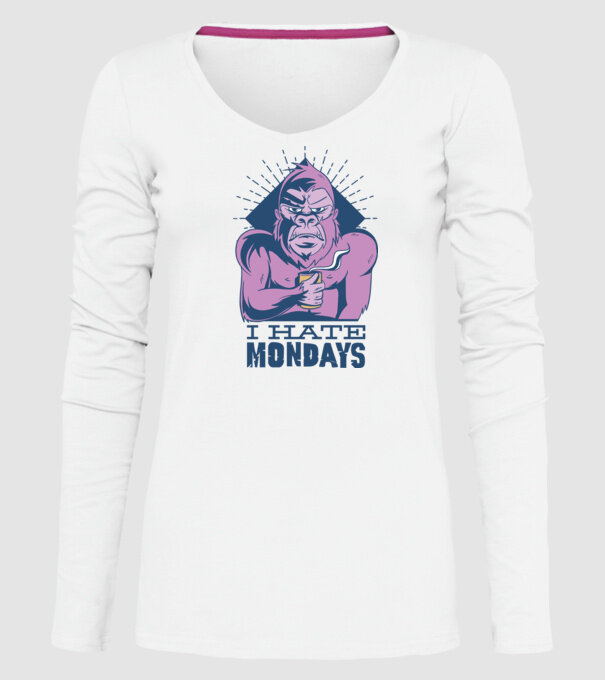 Urăsc zilele de luni model alb pe tricou