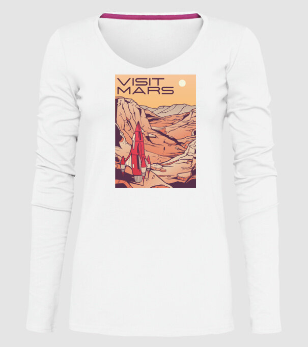 Călătorie pe Marte afiș model alb pe tricou