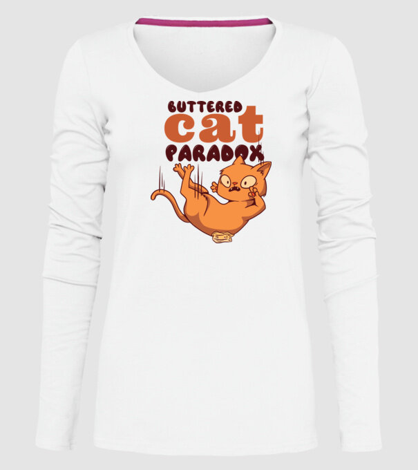Paradox pisică cu unt model alb pe tricou