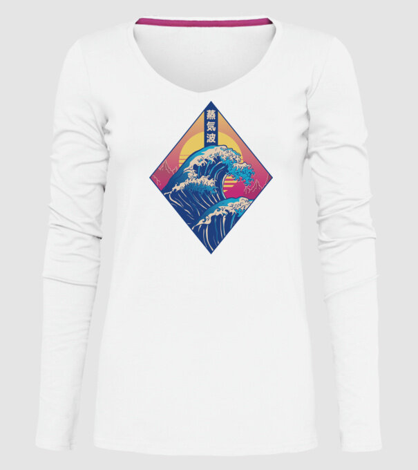 Vaporwave Val model alb pe tricou