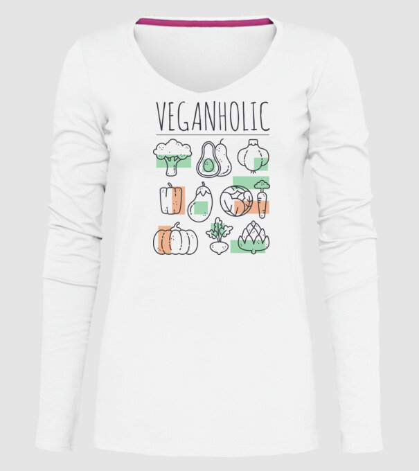 Veganholic model alb pe tricou
