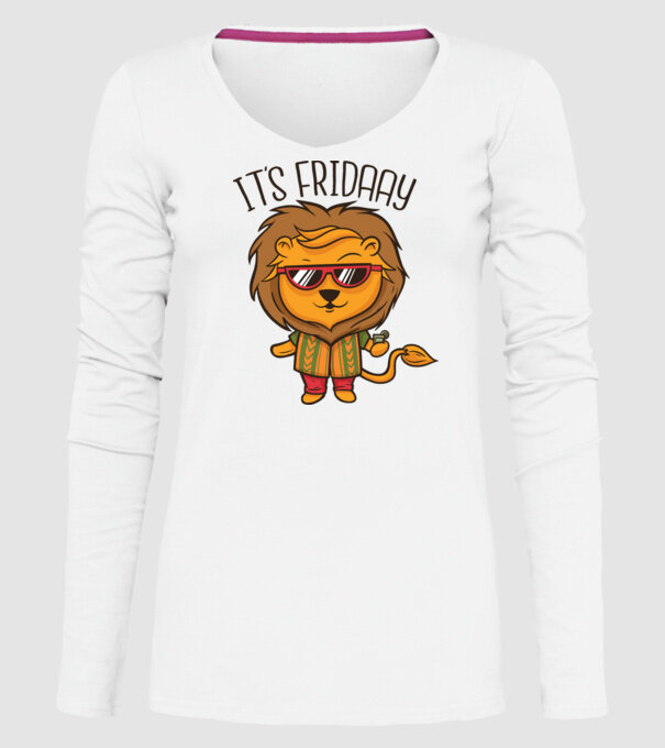 În sfârșit, vineri Leu model alb pe tricou