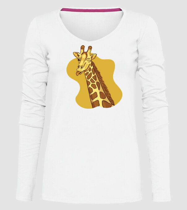 Girafă amuzantă model alb pe tricou