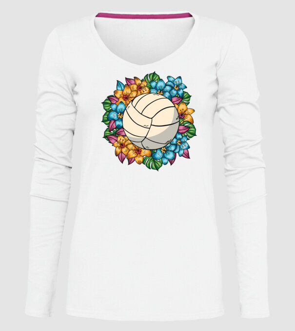 Minge de volei cu flori model alb pe tricou