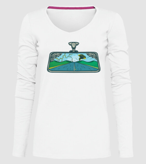Oglindă retrovizoare model alb pe tricou