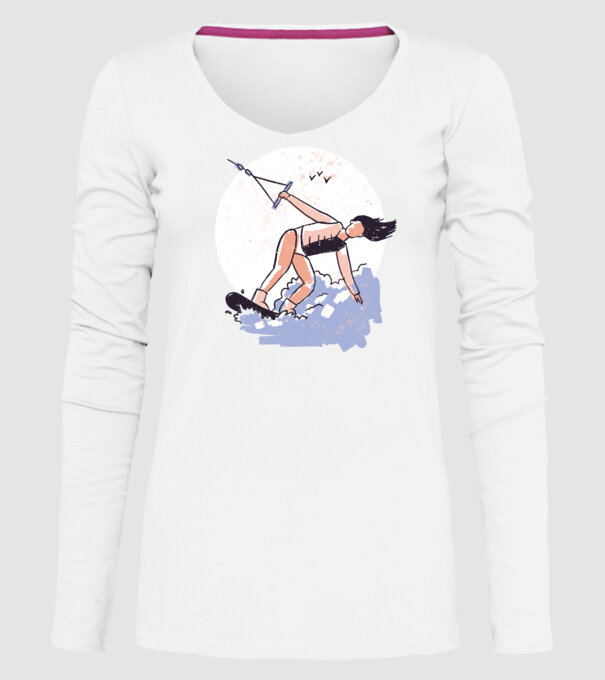 Fată cu Wakeboard model alb pe tricou
