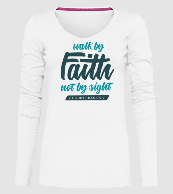 Walk by faith - Religie model alb pe tricou
