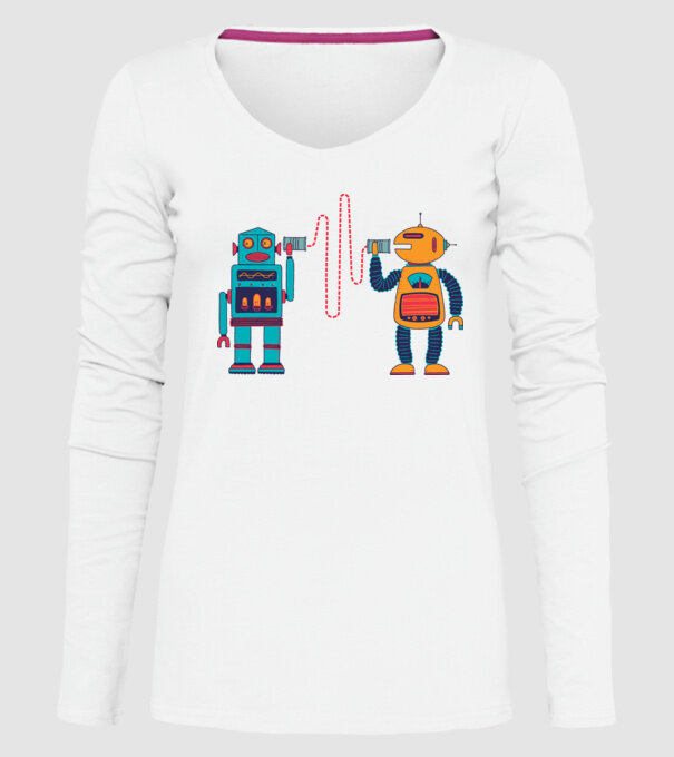 Walkie Talkie Robot model alb pe tricou