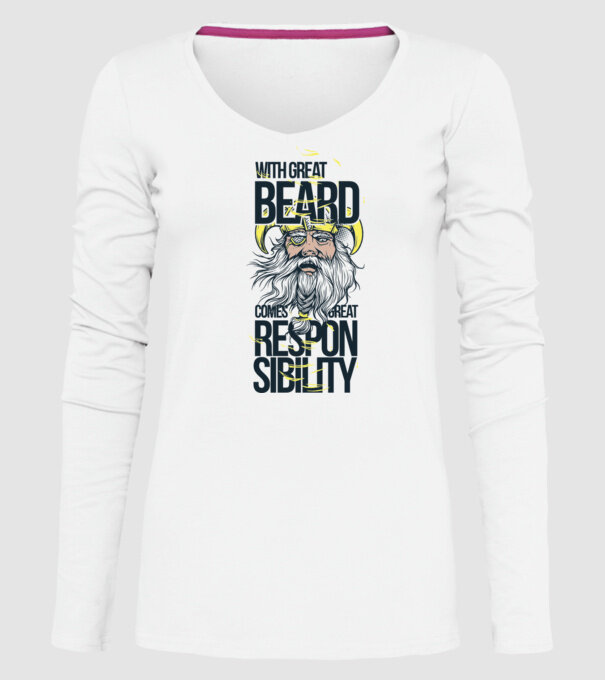With great beard comes great responsibility model alb pe tricou