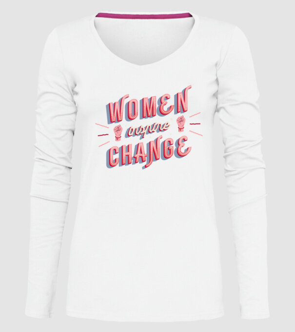 Women inspire change Ziua Femeii model alb pe tricou