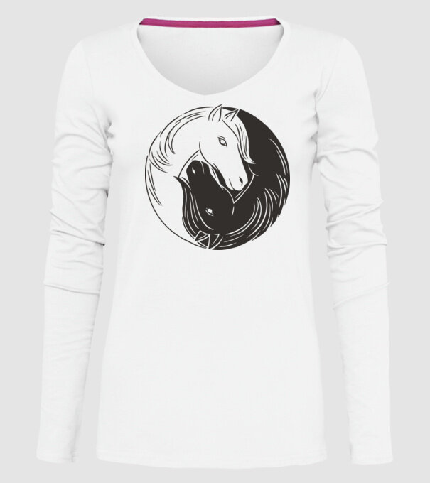 Călăreț Yin Yang model alb pe tricou
