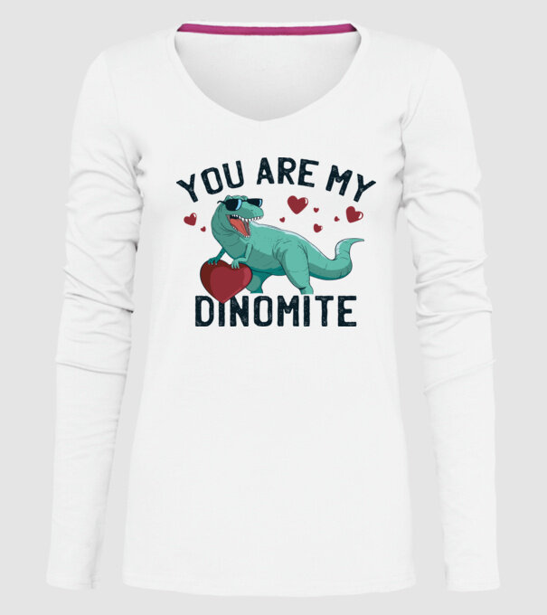 You are my Dinomite tricou cu dinozaur și inimă model alb pe tricou