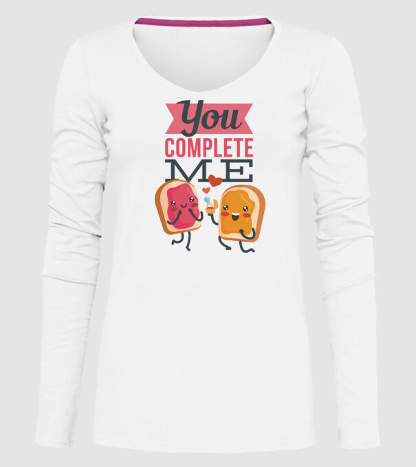 'You Complete Me Tricou drăguț pentru Valentine''s Day' model alb pe tricou