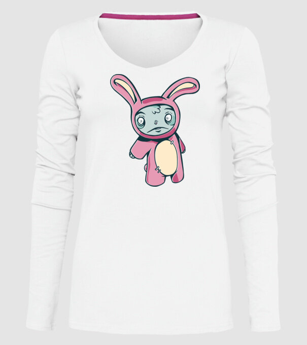 Iepuraș Zombie model alb pe tricou