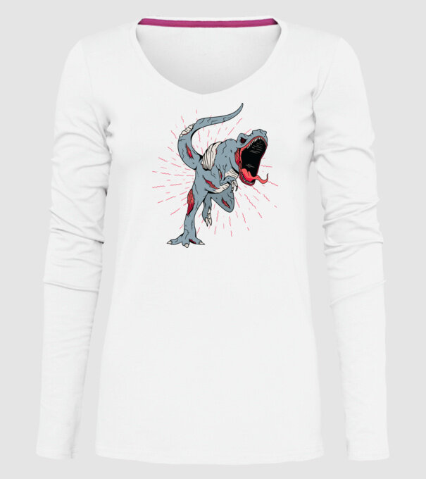 T-rex Zombie model alb pe tricou