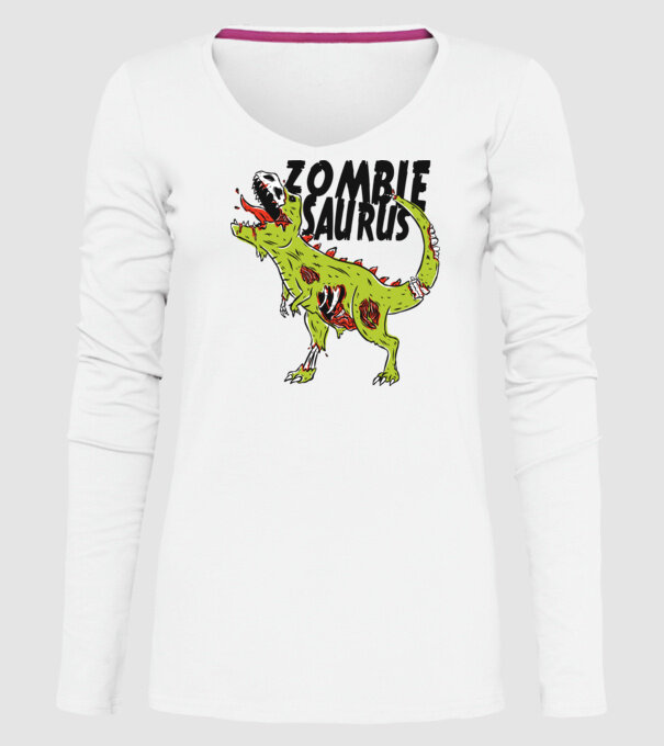 Zombiesaurus - Dinozaur Zombie model alb pe tricou