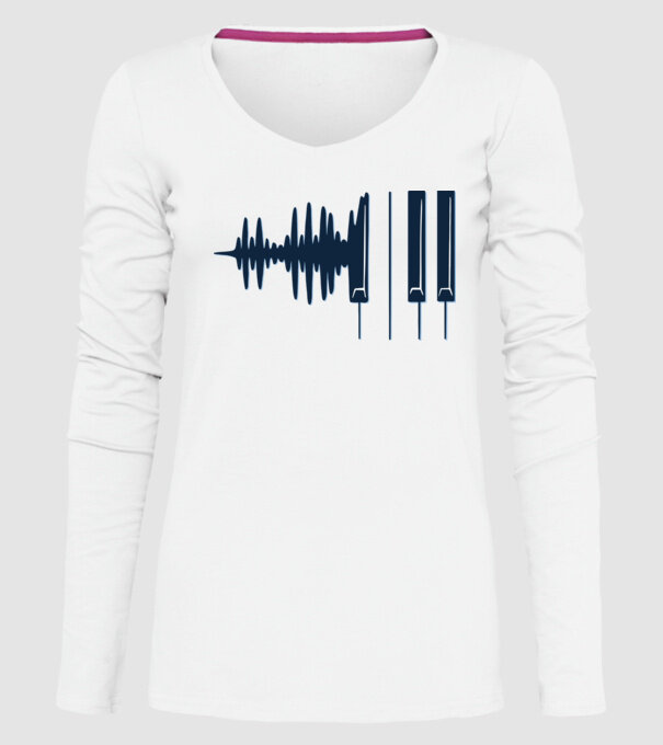 Clape de pian model alb pe tricou