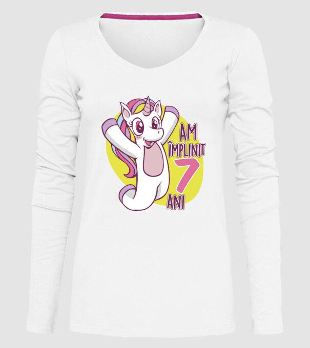 Am împlinit 7 ani model alb pe tricou