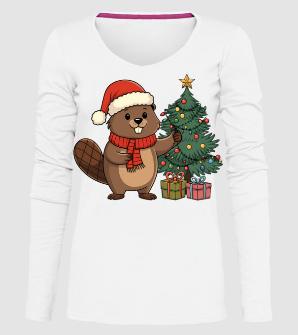 Bober Kurwa Christmas 2 model alb pe tricou