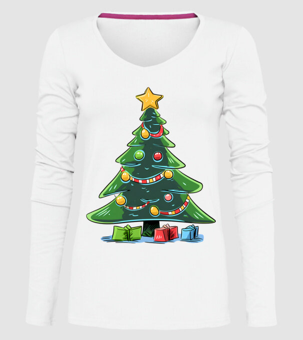 Brad de Crăciun model alb pe tricou