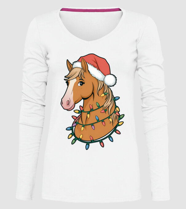 Cal de Crăciun model alb pe tricou