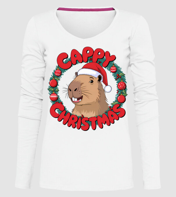 Cappy Christmas 1 model alb pe tricou