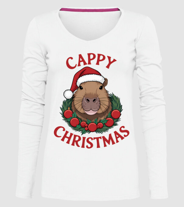 Cappy Christmas 2 model alb pe tricou