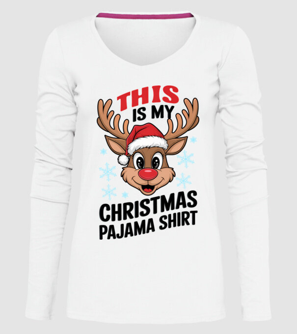 Christmas Pajama Reindeer Alb model alb pe tricou