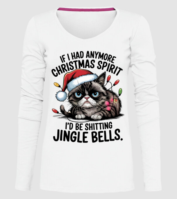 Christmas Spirit Grumpy Cat Alb model alb pe tricou