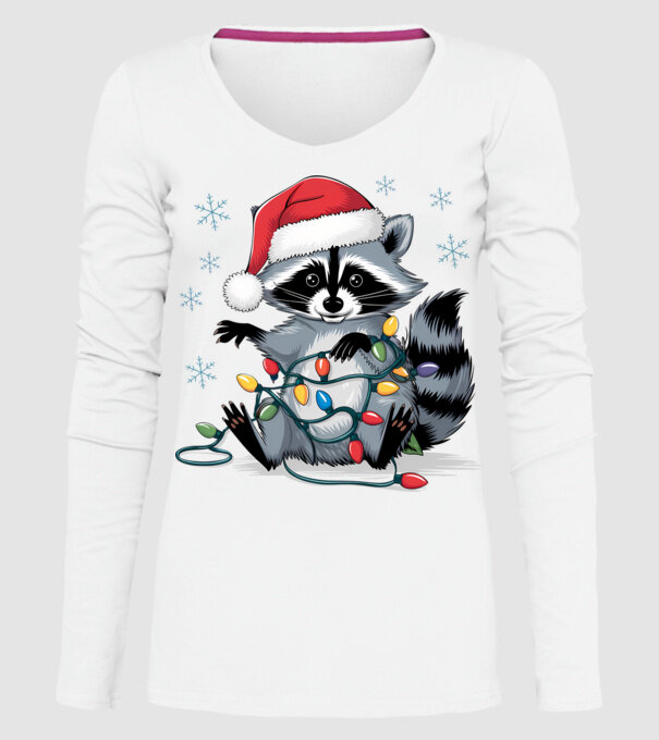 Crăciunul ratonilor Alb model alb pe tricou