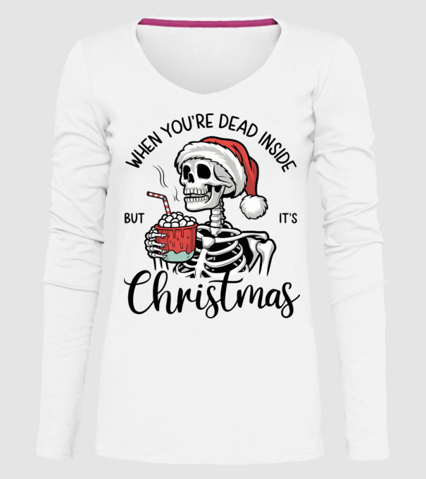 Dead inside, but it's christmas Alb model alb pe tricou