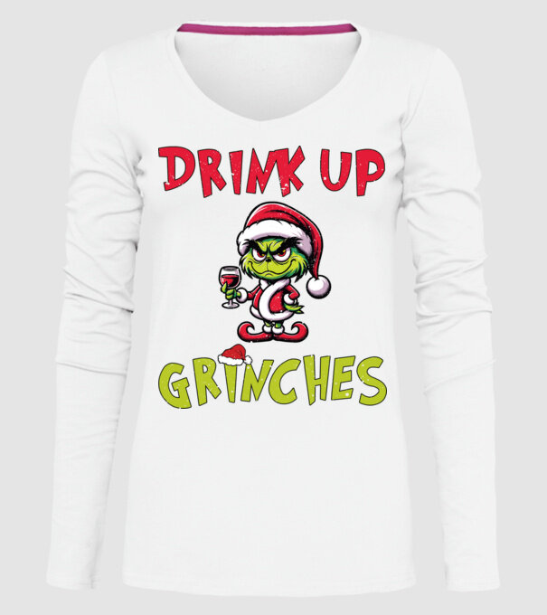 Drink up Grinches model alb pe tricou