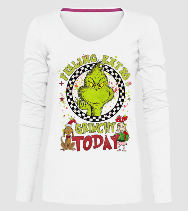 Feeling extra Grinchy today - Grinch model alb pe tricou